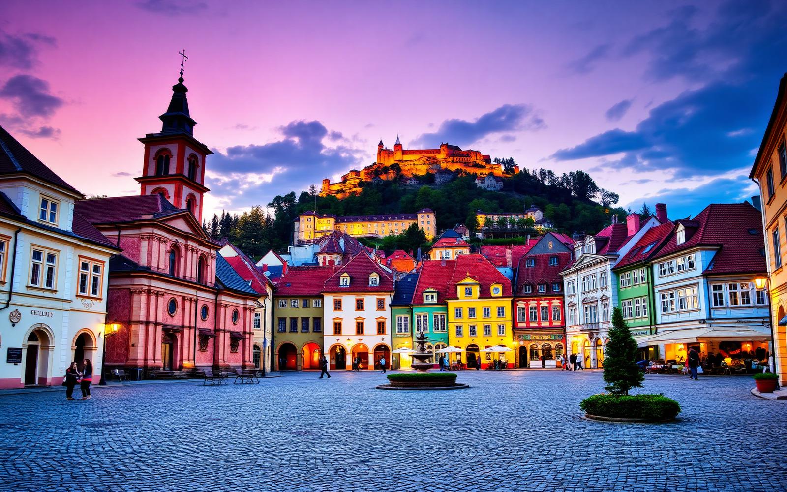 Město Mikulov se zámkem, jižní Morava